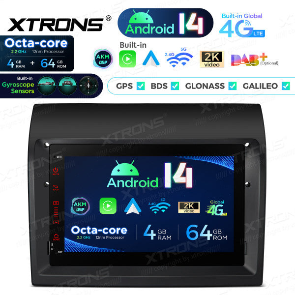 Fiat Ducato Android 14  7" 4+64 GB  Octacore Carplay Android Auto wireless Wifi  4G DSP PX74DTFLGS