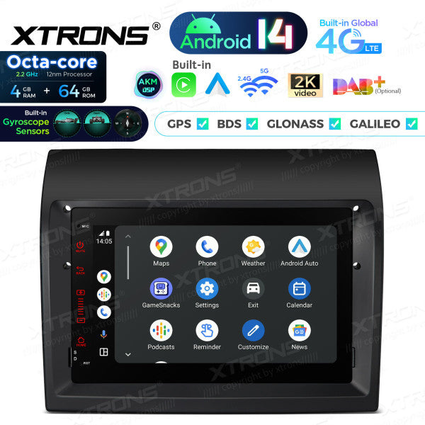 Fiat Ducato Android 14  7" 4+64 GB  Octacore Carplay Android Auto wireless Wifi  4G DSP PX74DTFLGS