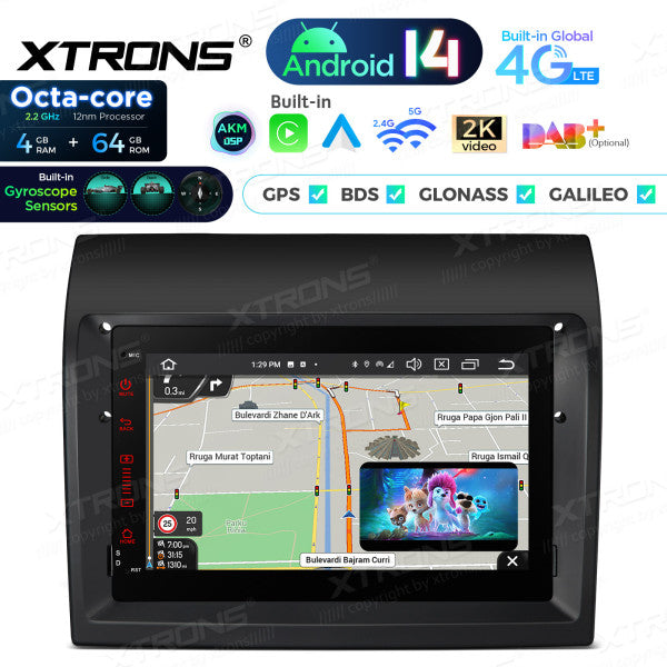 Fiat Ducato Android 14  7" 4+64 GB  Octacore Carplay Android Auto wireless Wifi  4G DSP PX74DTFLGS
