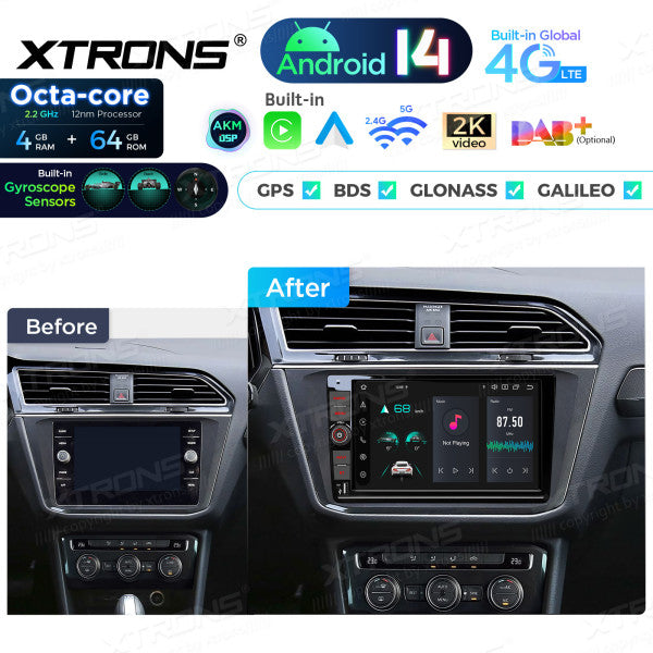 Volkswagen | Android 14 | Octa Core | 4GB RAM / 64GB ROM | Carplay Android auto wireless  4G LTE RDS USB | PX94MTNVGS