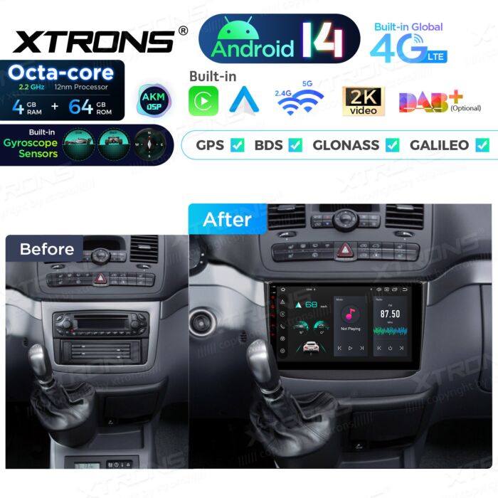 Autoradio Android da 10,1" per Mercedes-Benz Viano Vito W639 | Apple CarPlay e Android Auto | PXP14M639GDAB