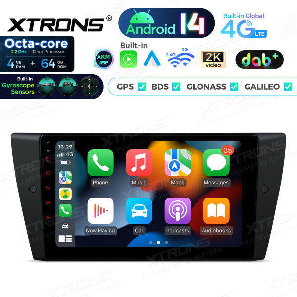 BMW E90 Sedan E91 Touring E92 Coupe E93 M3 9" Android 14 Octa Core 4+64GB Car Radio DSP DAB+  4G Carplay Android auto  PXP9490BGDAB