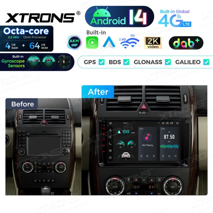 Autoradio Android per Mercedes-Benz/Volkswagen | Apple CarPlay e Android Auto | PXP94M245GDAB