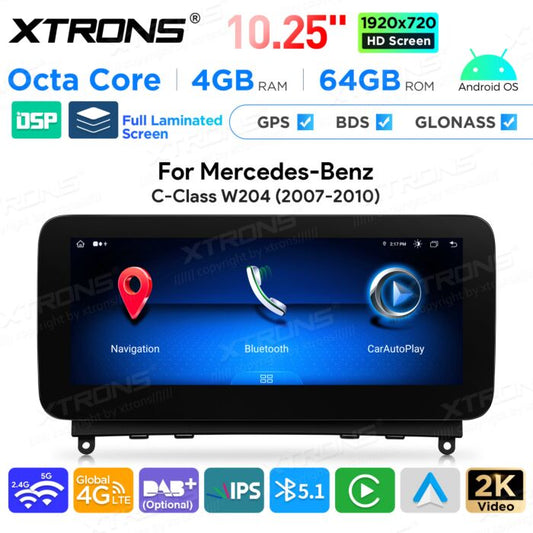 Autoradio Android da 10,25" per Mercedes-Benz Classe C | Apple CarPlay e Android Auto | QAMS1440M12C40