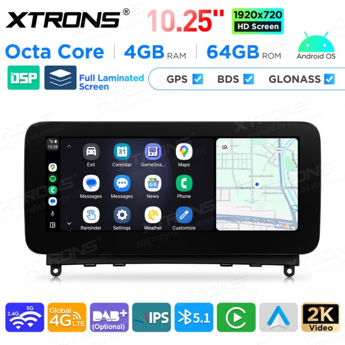 Autoradio Android da 10,25" per Mercedes-Benz Classe C | Apple CarPlay e Android Auto | QAMS1440M12C40