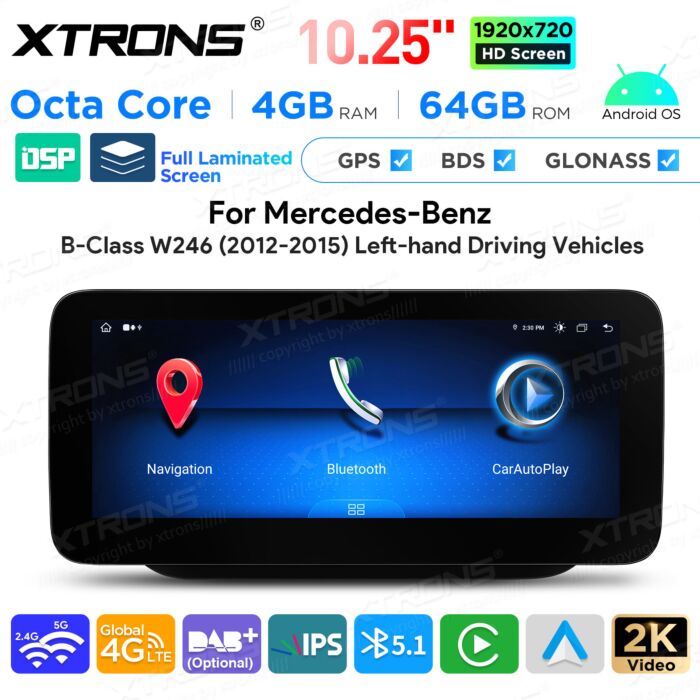 Autoradio Android da 10,25" per Mercedes-Benz Classe B | Apple CarPlay e Android Auto | QAMS1445M12BL