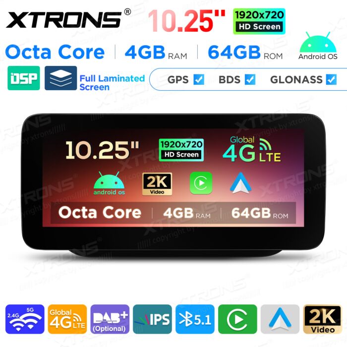 Autoradio Android da 10,25" per Mercedes-Benz Classe B | Apple CarPlay e Android Auto | QAMS1445M12BL