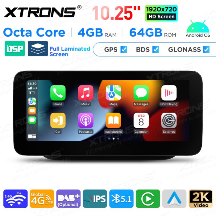 Autoradio Android da 10,25" per Mercedes-Benz Classe B | Apple CarPlay e Android Auto | QAMS1445M12BL