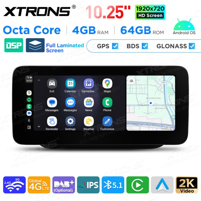 Autoradio Android da 10,25" per Mercedes-Benz Classe B | Apple CarPlay e Android Auto | QAMS1445M12BL