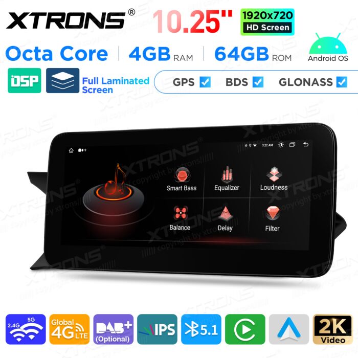 Autoradio Android da 10,25" per Mercedes-Benz Classe C | Apple CarPlay e Android Auto | QAMS1445M12C45L