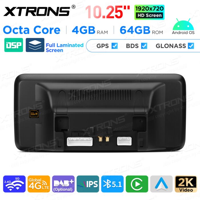 Autoradio Android da 10,25" per Mercedes-Benz Classe C | Apple CarPlay e Android Auto | QAMS1445M12C45L