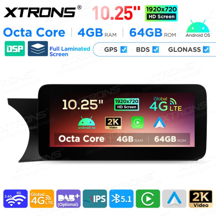 Autoradio Android da 10,25" per Mercedes-Benz Classe C | Apple CarPlay e Android Auto | QAMS1445M12C45L