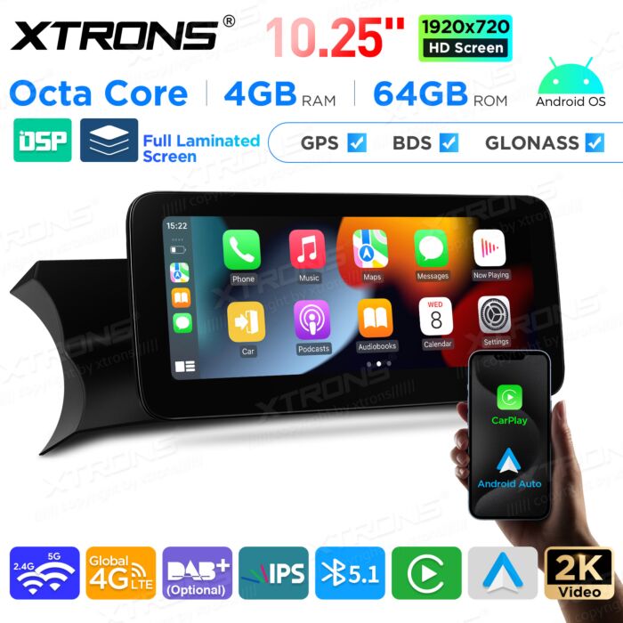Autoradio Android da 10,25" per Mercedes-Benz Classe C | Apple CarPlay e Android Auto | QAMS1445M12C45L