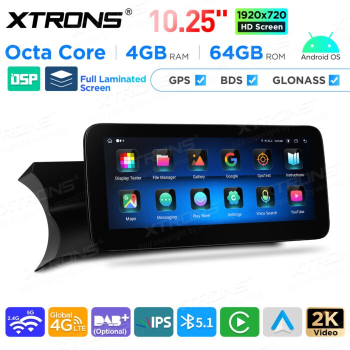 Autoradio Android da 10,25" per Mercedes-Benz Classe C | Apple CarPlay e Android Auto | QAMS1445M12C45L