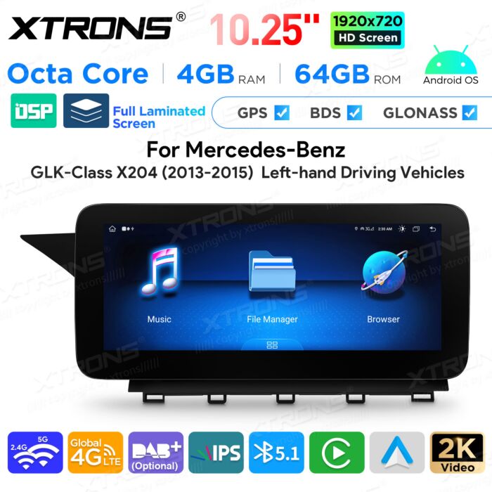 Autoradio Android da 10,25" per Mercedes-Benz Classe GLK | Apple CarPlay e Android Auto | QAMS1445M12GLK45L