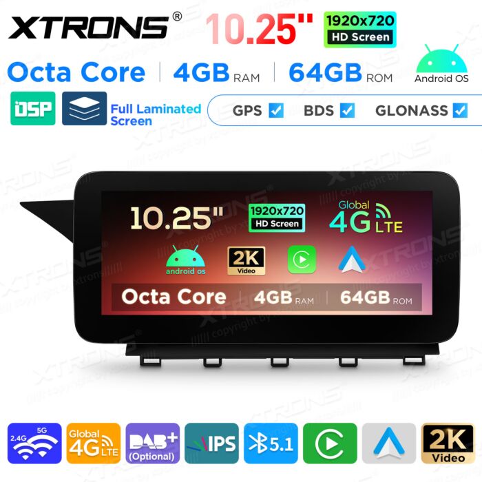 Autoradio Android da 10,25" per Mercedes-Benz Classe GLK | Apple CarPlay e Android Auto | QAMS1445M12GLK45L