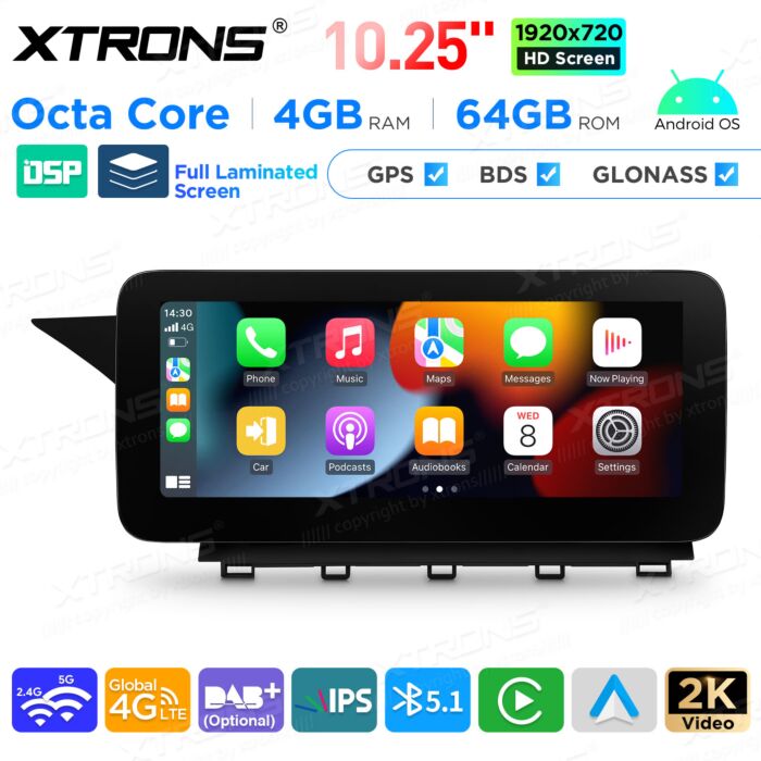 Autoradio Android da 10,25" per Mercedes-Benz Classe GLK | Apple CarPlay e Android Auto | QAMS1445M12GLK45L