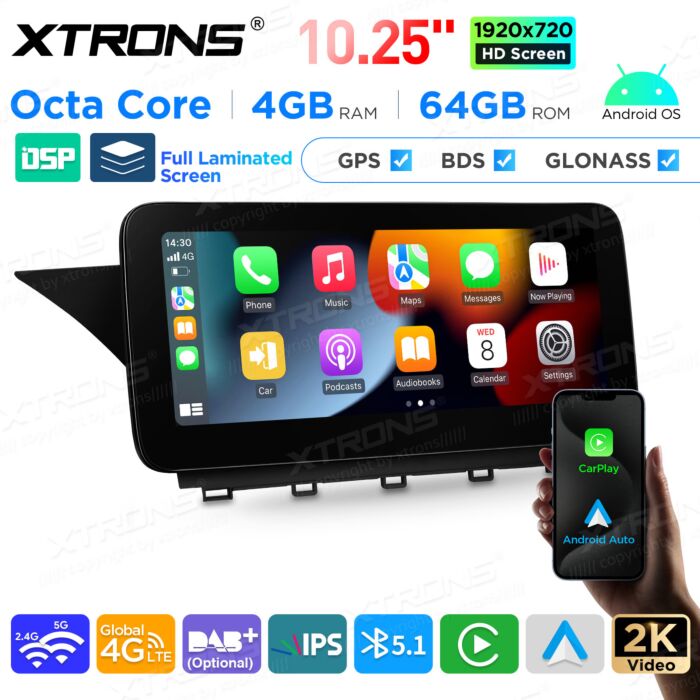 Autoradio Android da 10,25" per Mercedes-Benz Classe GLK | Apple CarPlay e Android Auto | QAMS1445M12GLK45L