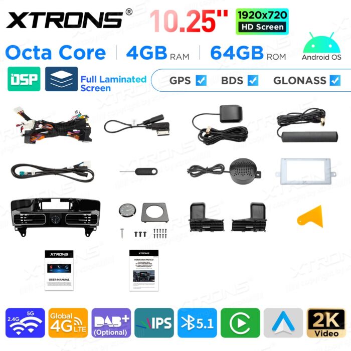 Autoradio Android da 10,25" per Mercedes-Benz Classe ML e Classe GL | Apple CarPlay e Android Auto | QAMS1445M12ML45