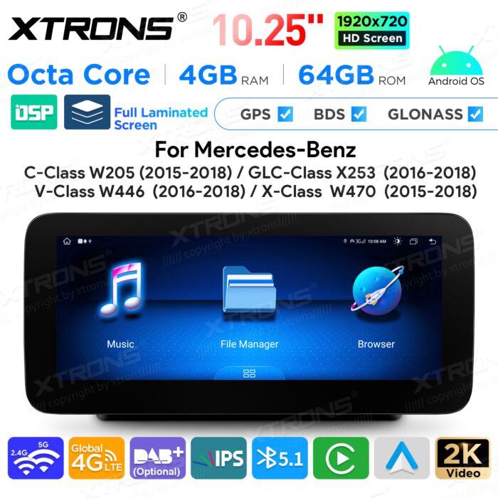 Autoradio Android da 10,25" per Mercedes-Benz | Apple CarPlay e Android Auto | QAMS1450M12C5