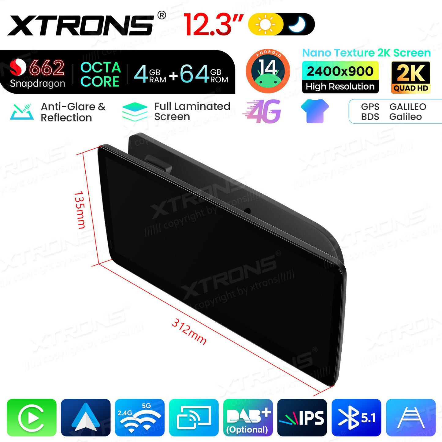 Audi A4 A4L A5 B8 2009-2016 12,3" Android 14 Stereo Car Smart System Wireless CarPlay Wireless Android Auto Multimedia Video Player Display 4G WiFi BTQBA24A4CL