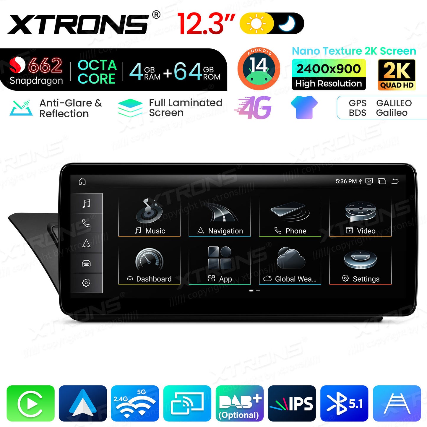 Audi A4 A4L A5 B8 2009-2016 12,3" Android 14 Stereo Car Smart System Wireless CarPlay Wireless Android Auto Multimedia Video Player Display 4G WiFi BTQBA24A4CL