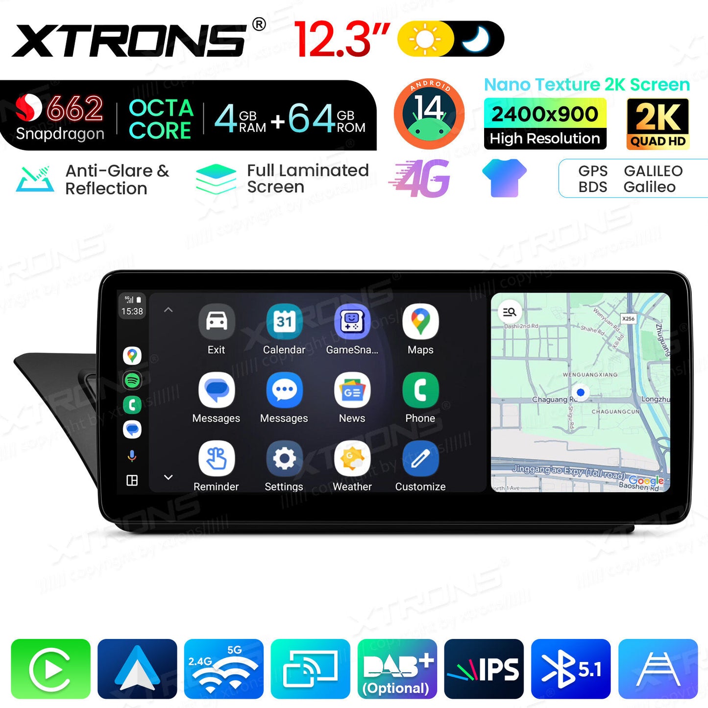 Audi A4 A4L A5 B8 2009-2016 12,3" Android 14 Stereo Car Smart System Wireless CarPlay Wireless Android Auto Multimedia Video Player Display 4G WiFi BTQBA24A4CL
