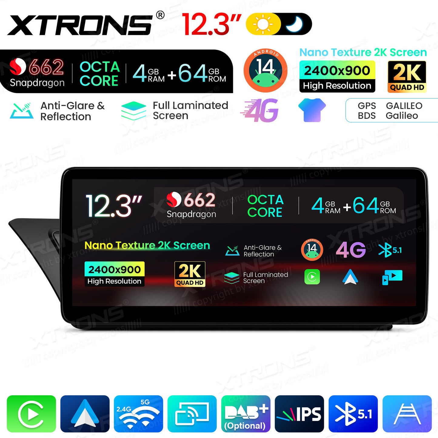 Audi A4 A4L A5 B8 2009-2016 12,3" Android 14 Stereo Car Smart System Wireless CarPlay Wireless Android Auto Multimedia Video Player Display 4G WiFi BTQBA24A4CL