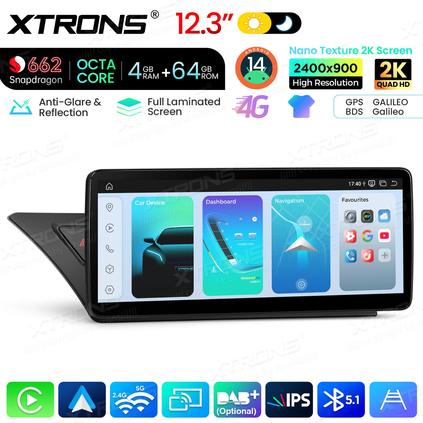 Audi A4 A4L A5 B8 2009-2016 12,3" Android 14 Stereo Car Smart System Wireless CarPlay Wireless Android Auto Multimedia Video Player Display 4G WiFi BTQBA24A4CL