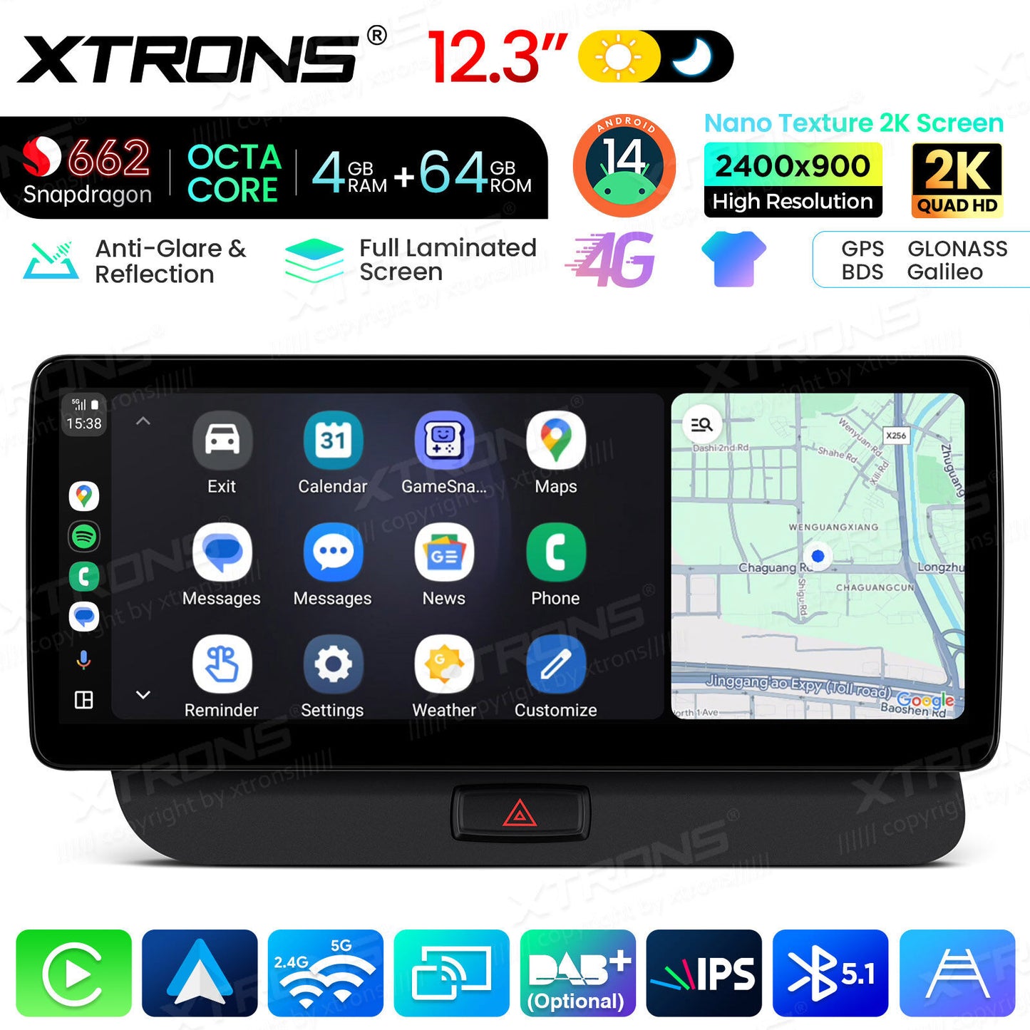 Audi Q5 (2009-2017 )12.3'' 4+64GB Snapdragon 662 Octa Core Carplay Android auto wireless 4g wifi bt  QBA24Q5CL