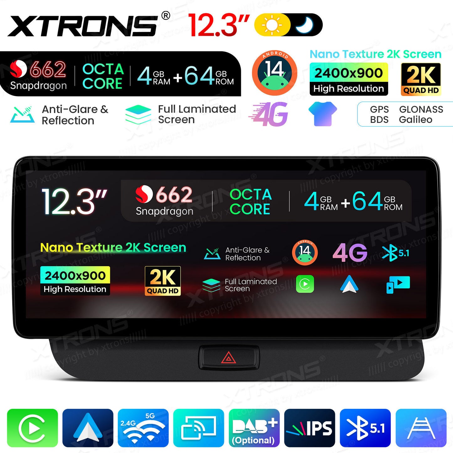 Audi Q5 (2009-2017 )12.3'' 4+64GB Snapdragon 662 Octa Core Carplay Android auto wireless 4g wifi bt  QBA24Q5CL