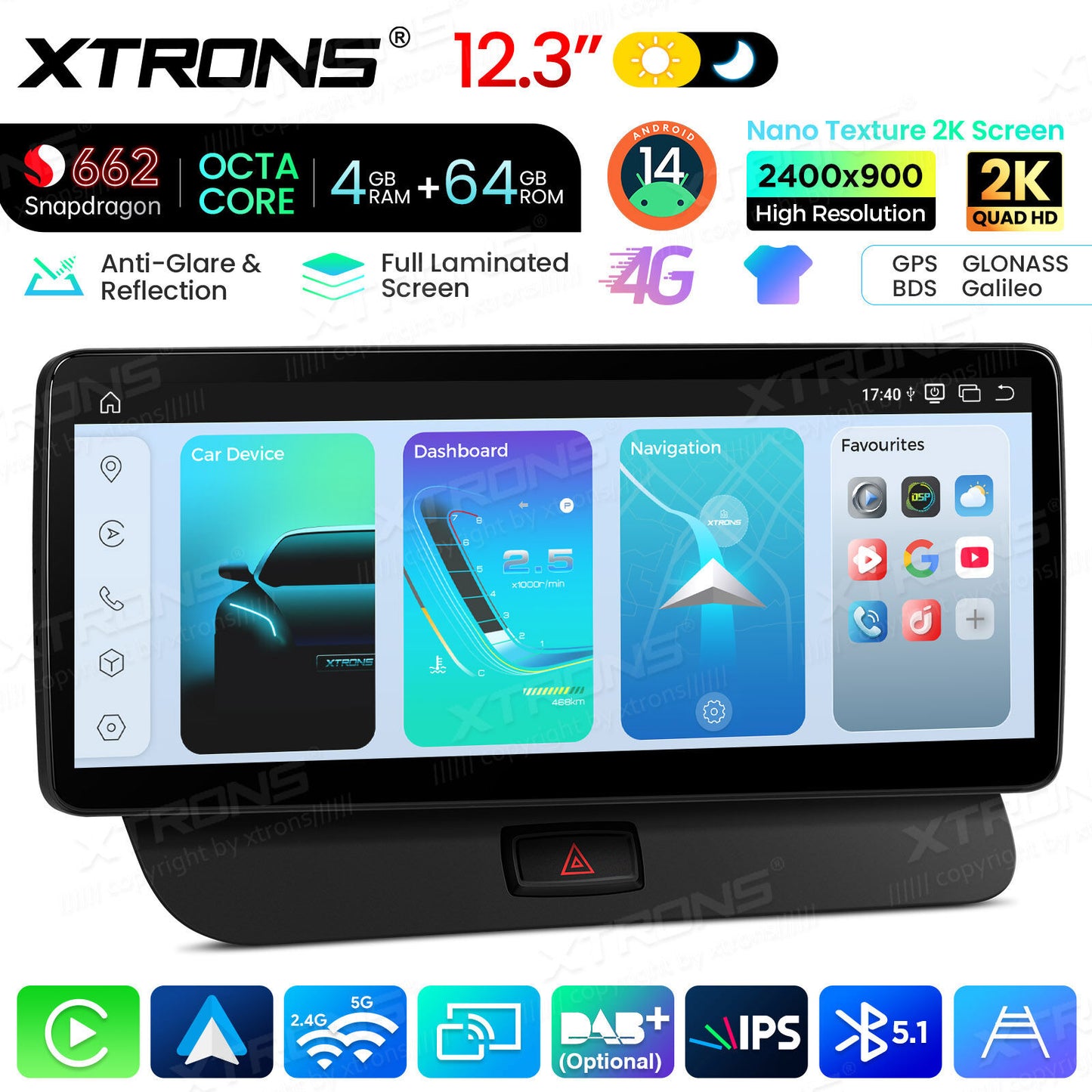 Audi Q5 (2009-2017 )12.3'' 4+64GB Snapdragon 662 Octa Core Carplay Android auto wireless 4g wifi bt  QBA24Q5CL