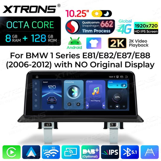 BMW Serie 1 E81/E82/E87/E88 SENZA MONITOR DI SERIE Android OS da 10,25"  Octa Core 8 / 128  GB Carplay Android auto wireless 4G QBBH1487UNL