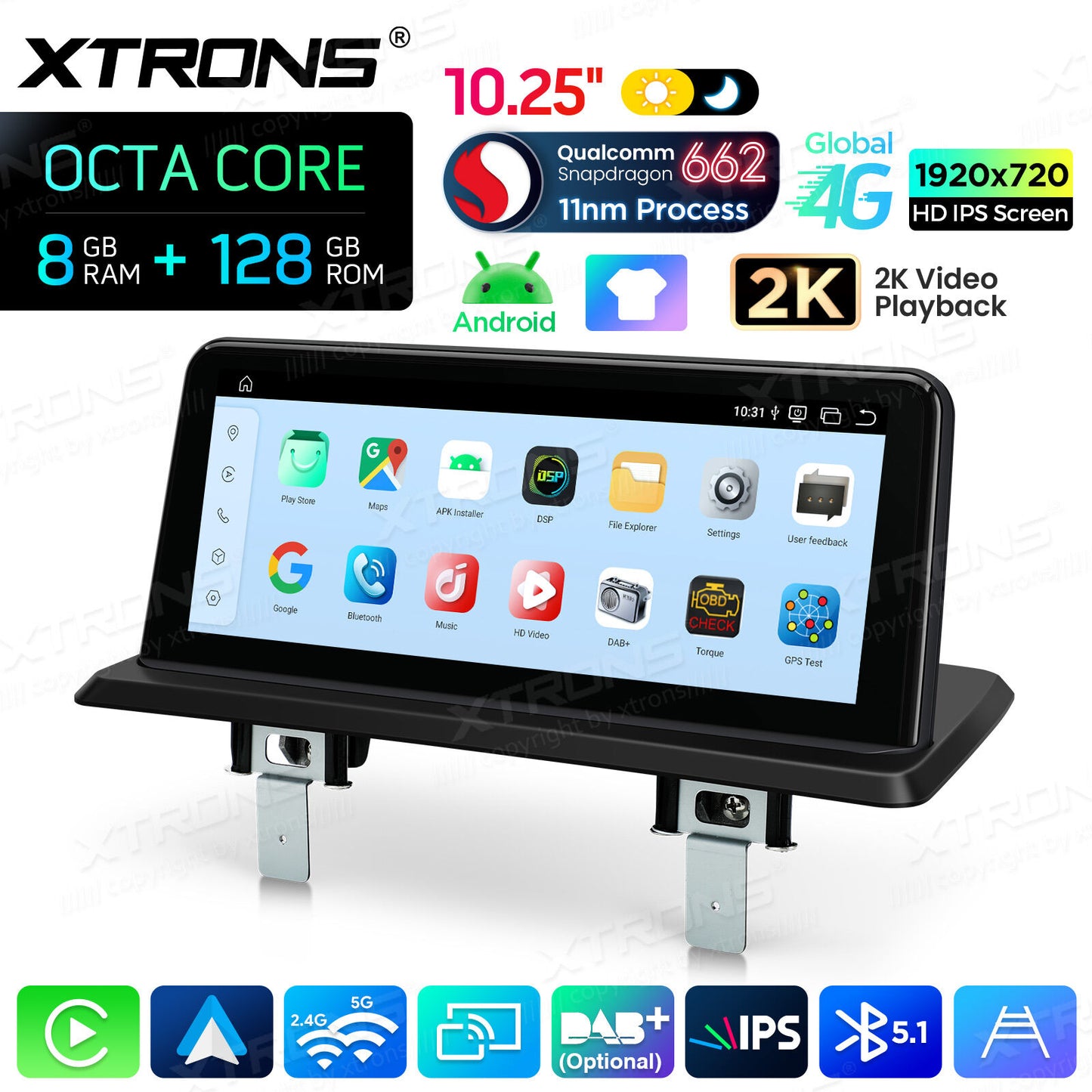 BMW Serie 1 E81/E82/E87/E88 SENZA MONITOR DI SERIE Android OS da 10,25"  Octa Core 8 / 128  GB Carplay Android auto wireless 4G QBBH1487UNL
