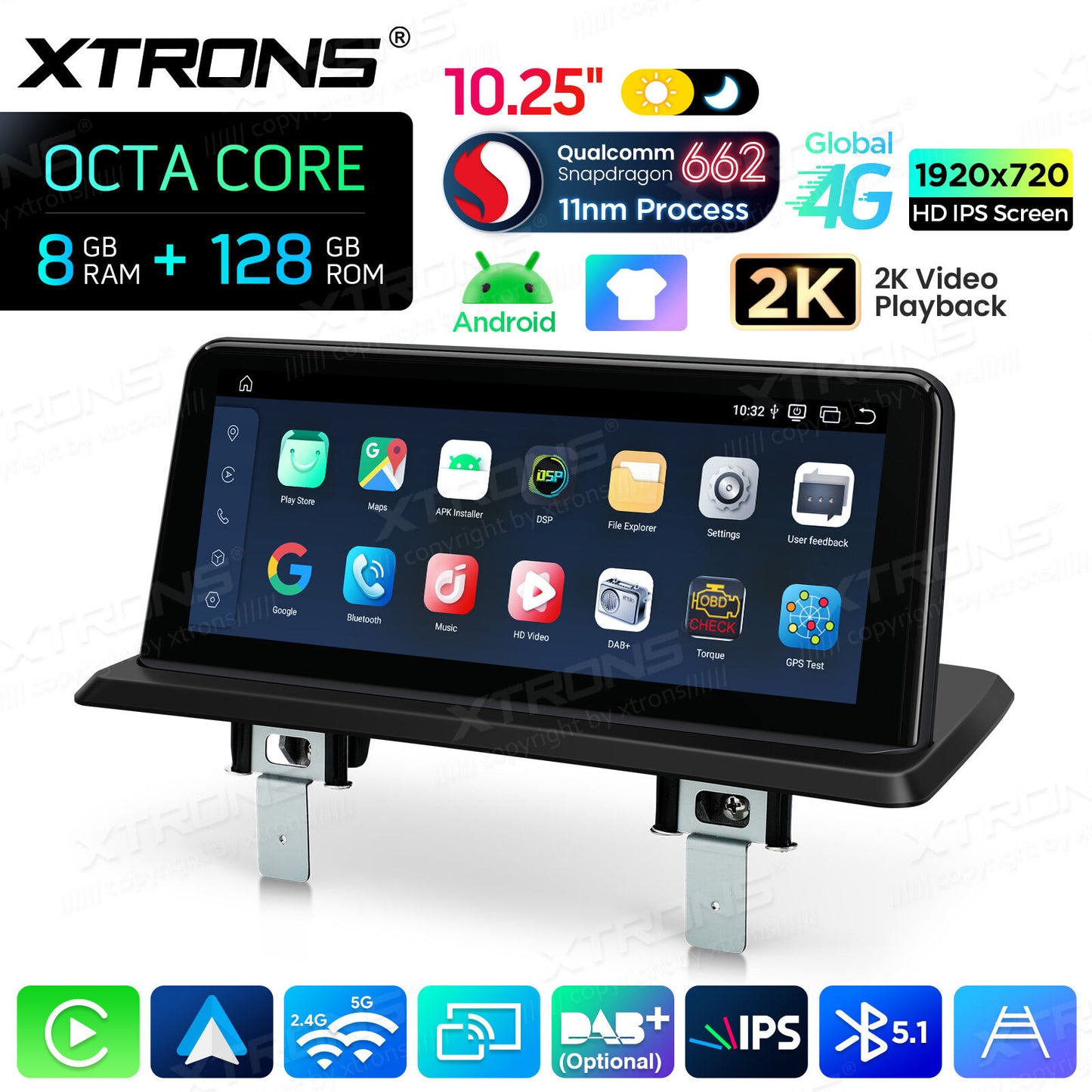 BMW Serie 1 E81/E82/E87/E88 SENZA MONITOR DI SERIE Android OS da 10,25"  Octa Core 8 / 128  GB Carplay Android auto wireless 4G QBBH1487UNL