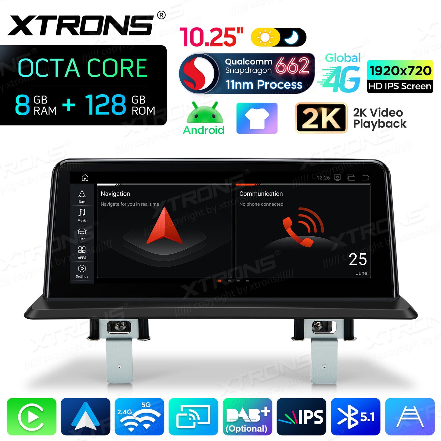 BMW Serie 1 E81/E82/E87/E88 SENZA MONITOR DI SERIE Android OS da 10,25"  Octa Core 8 / 128  GB Carplay Android auto wireless 4G QBBH1487UNL