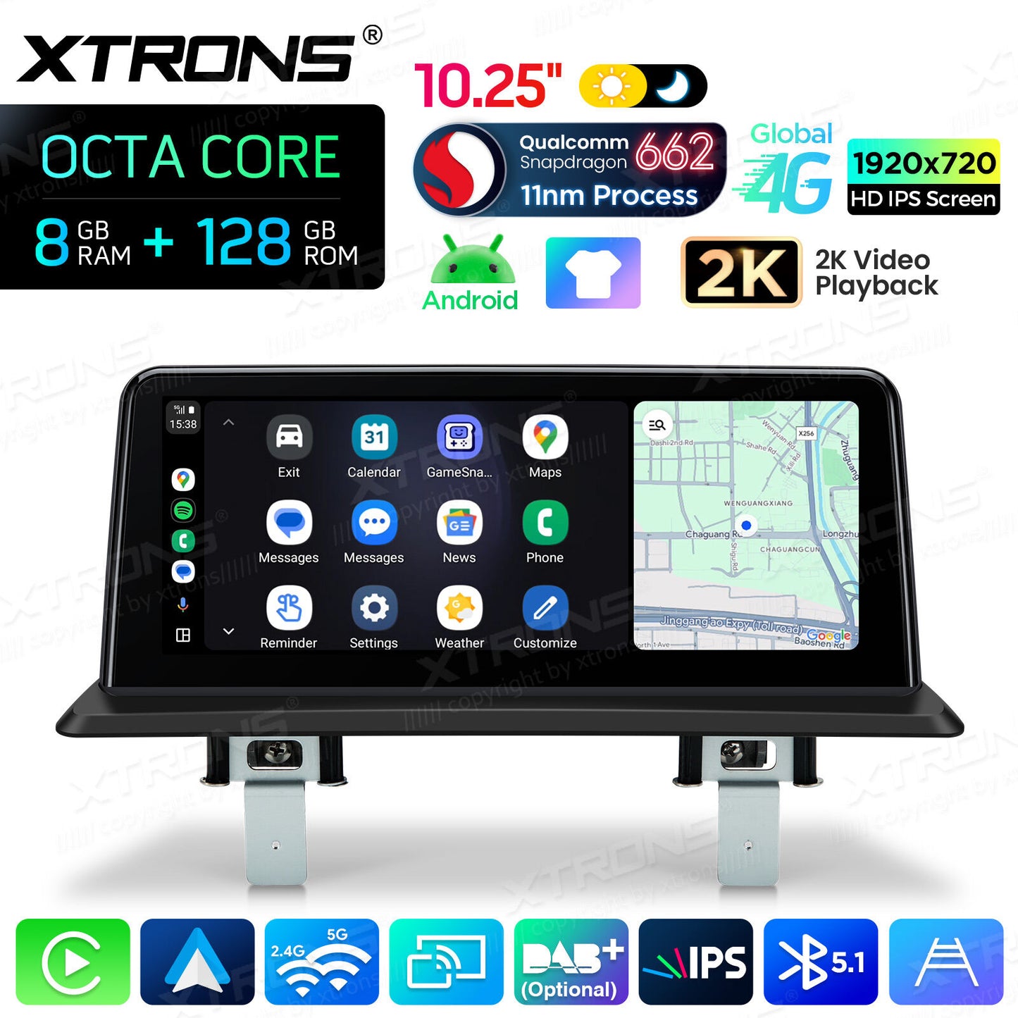 BMW Serie 1 E81/E82/E87/E88 SENZA MONITOR DI SERIE Android OS da 10,25"  Octa Core 8 / 128  GB Carplay Android auto wireless 4G QBBH1487UNL