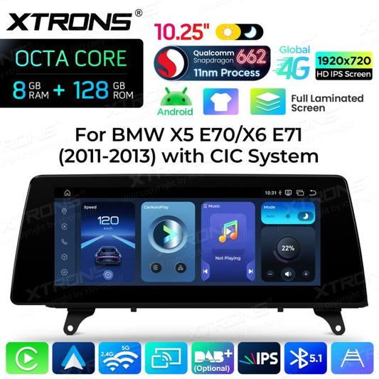 BMW X5 E70 X6 E71 CCC/CIC 10,25'' Android OS 8 Core 8+128GB 4G LTE CarPlay Android Auto QBBH14CIB12X5L