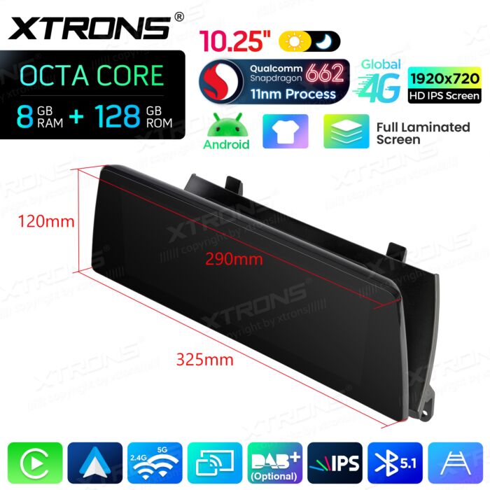 BMW X5 E70 X6 E71 CCC/CIC 10,25'' Android OS 8 Core 8+128GB 4G LTE CarPlay Android Auto QBBH14CIB12X5L