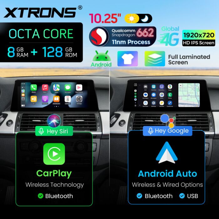 BMW X5 E70 X6 E71 CCC/CIC 10,25'' Android OS 8 Core 8+128GB 4G LTE CarPlay Android Auto QBBH14CIB12X5L