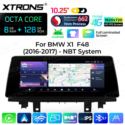 BMW X1 X2 F48 F49 F39 2016-2020 NBT 10,25" Qualcomm 668/680 Wireless CarPlay Android Auto Multimedia HD 1920*720 QLED Dual BT 4G LTE  QBBH14NB12X1N
