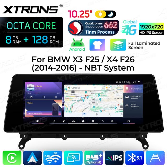 BMW | X3 / X4 | Sistema operativo Android e OEM | Qualcomm 662 | Octa Core | 8 GB di RAM e 128 GB di ROM | QBBH14NB12X3