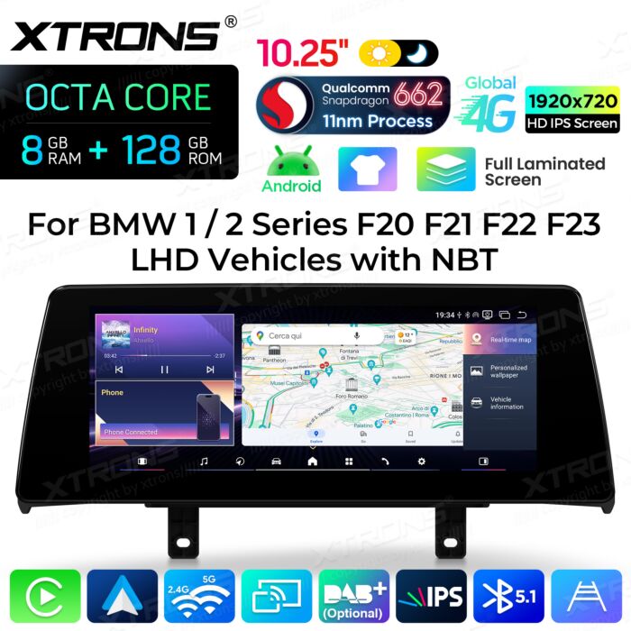 BMW 1/2 Series F20/F21/F22/F23 LHD RHD NBT System 12.25" Android 14 Octa Core Car Multimedia Player Built-in DSP CarPlay AA 4G -QBBH14NB1NEL