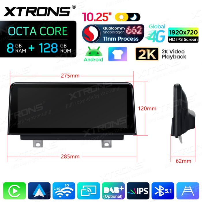 BMW | Serie 3 / Serie 4 / M3 / M4 | Sistema operativo Android e sistema OEM | Qualcomm 662 | Octa Core | 8 GB di RAM e 128 GB di ROM | QBBH14NBTH