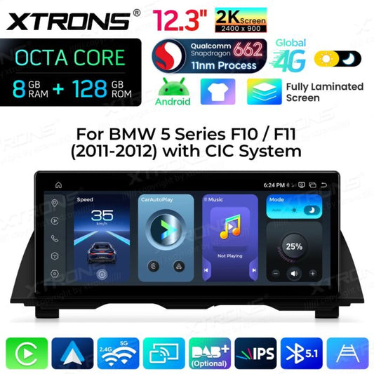 BMW 5 Series F10 / F11 CIC / 12,3" Carplay Android auto / Android e OEM / Qualcomm 680 / Octa Core / 8 GB di RAM e 128 GB di ROM / QGB23NB12FV