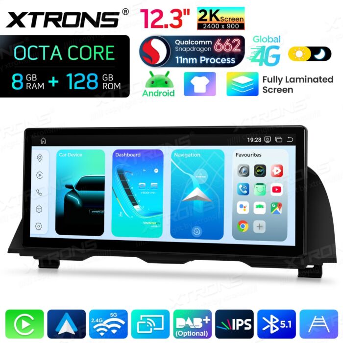 BMW 5 Series F10 / F11 CIC / 12,3" Carplay Android auto / Android e OEM / Qualcomm 680 / Octa Core / 8 GB di RAM e 128 GB di ROM / QGB23NB12FV
