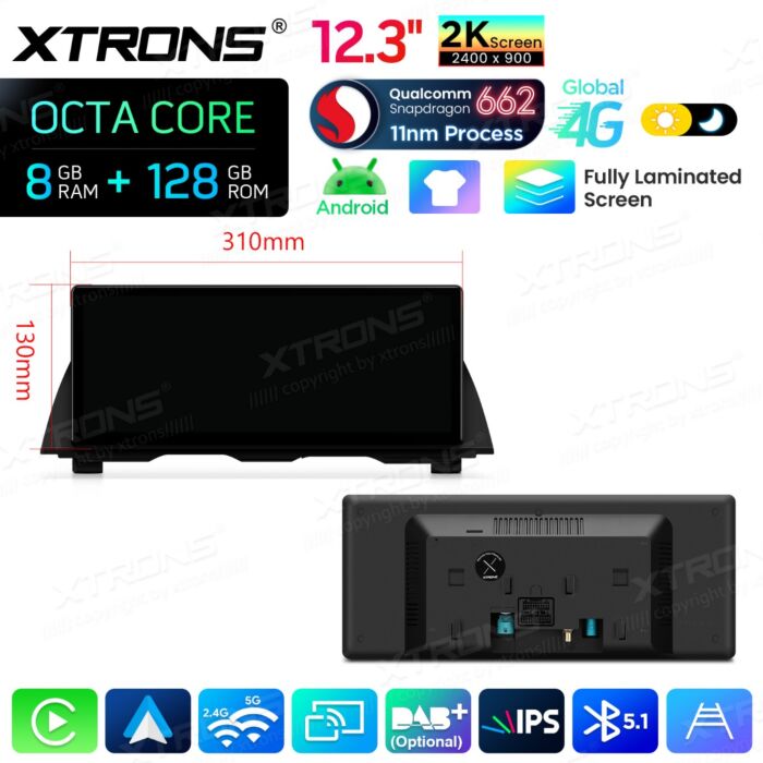BMW 5 Series F10 / F11 CIC / 12,3" Carplay Android auto / Android e OEM / Qualcomm 680 / Octa Core / 8 GB di RAM e 128 GB di ROM / QGB23NB12FV