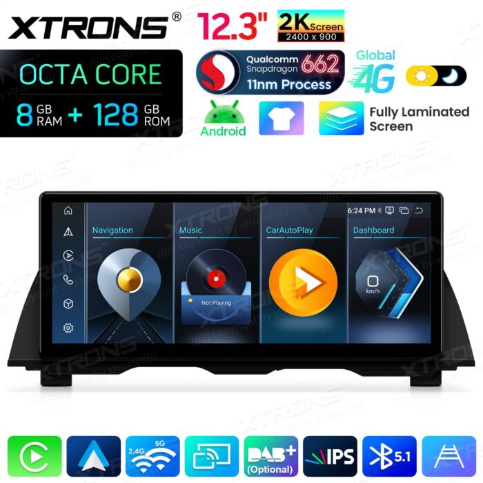 BMW 5 Series F10 / F11 CIC / 12,3" Carplay Android auto / Android e OEM / Qualcomm 680 / Octa Core / 8 GB di RAM e 128 GB di ROM / QGB23NB12FV