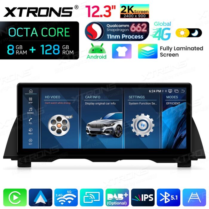 BMW 5 Series F10 / F11 CIC / 12,3" Carplay Android auto / Android e OEM / Qualcomm 680 / Octa Core / 8 GB di RAM e 128 GB di ROM / QGB23NB12FV
