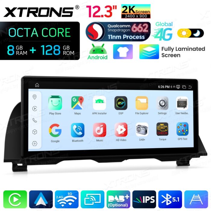 BMW 5 Series F10 / F11 CIC / 12,3" Carplay Android auto / Android e OEM / Qualcomm 680 / Octa Core / 8 GB di RAM e 128 GB di ROM / QGB23NB12FV
